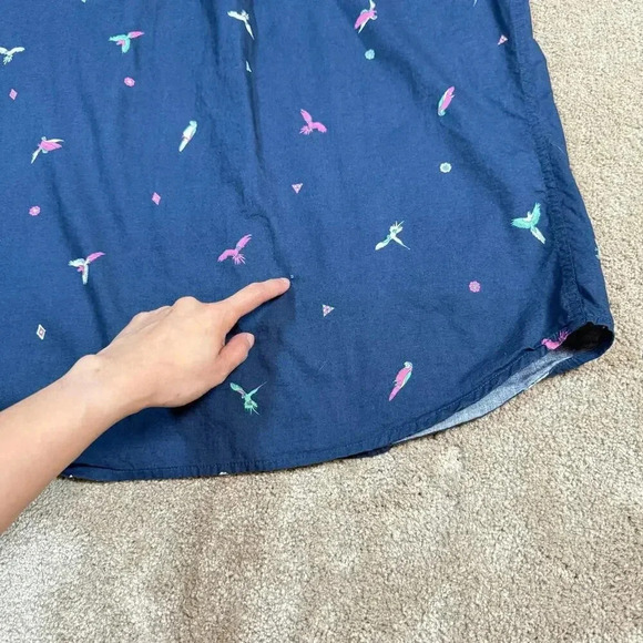 Levis Short‎ Sleeve Button up Shirt Mens 2XL Bird Printed Blue Preppy Casual - Picture 7 of 7